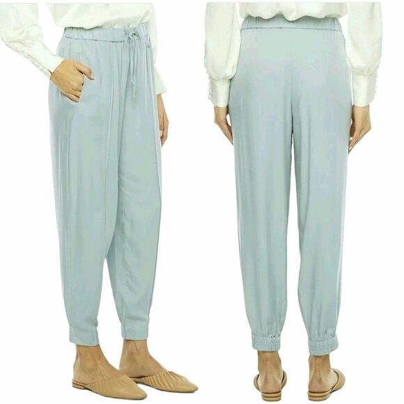 Ryegrass Luxe Jogger Pants Womens Large Green High Rise Flat Front Rayon Relaxed - Picture 4 of 12